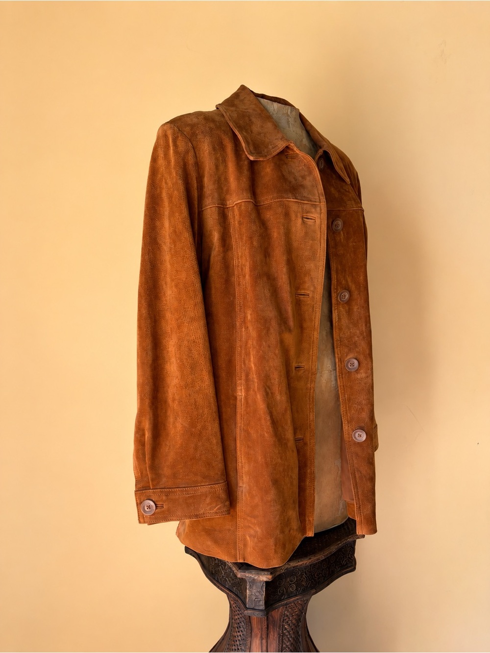Vtg 90's Cherokee Rust Copper Brown Suede Jacket Western Boho
